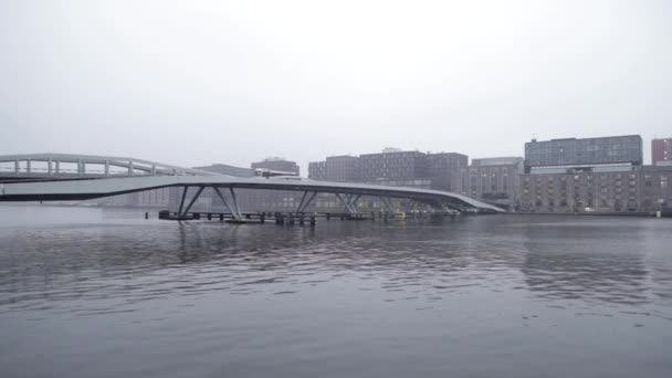 Jembatan Jan Schaeferbrug Dengan Bus Kota Pulau Jawa Amsterdam Belanda — Stok Video