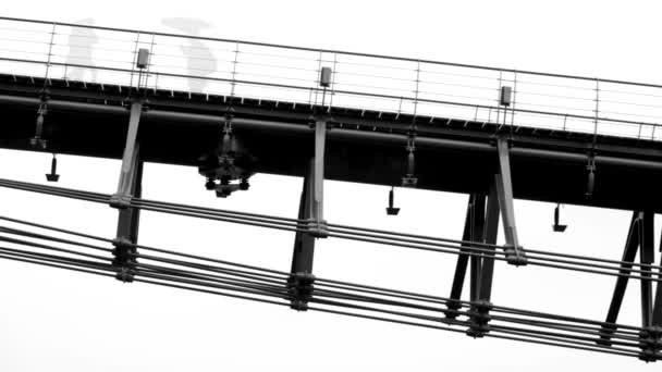 Modern Elevated Steel Walking Bridge Group People Amsterdam Netherlands Double — Stock Video