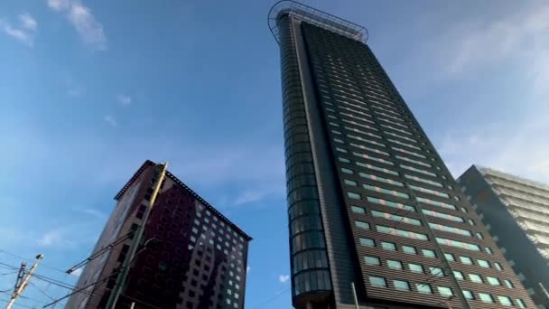 Rascacielos Residencial Oficinas Flatiron Contra Cielo Azul Haya Países Bajos — Vídeos de Stock