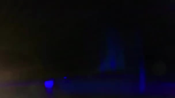 Modrá Čočka Světlice Světelný Únik Přechod Překrytí Černém Pozadí — Stock video