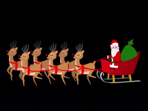 圣诞老人的神奇骑行 引导驯鹿穿过圣诞天空 — 图库视频影像
