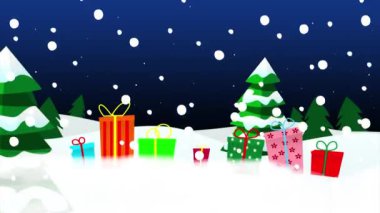 Noel 'de Noel Karlı Kutularında Noel Günü Hediyesi 