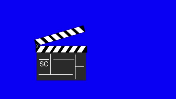 Чорний Фільм Блакитному Тлі — стокове відео
