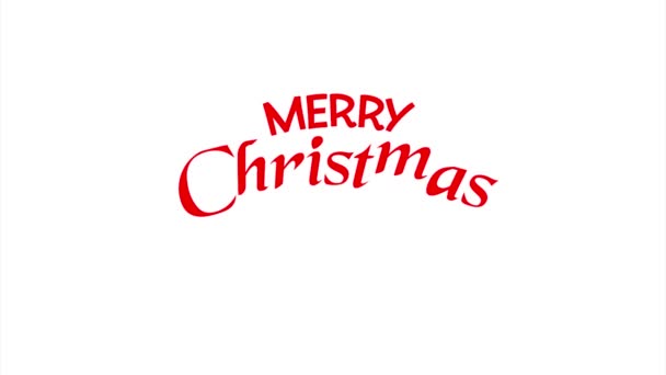 Boldog Karácsonyi Üdvözleteket Piros Szöveg Fehér Háttér — Stock videók