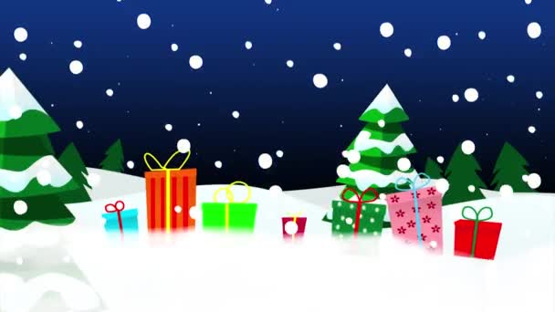 Boxing Day Ajándékdobozok Jelennek Meg Karácsonyi Téli — Stock videók