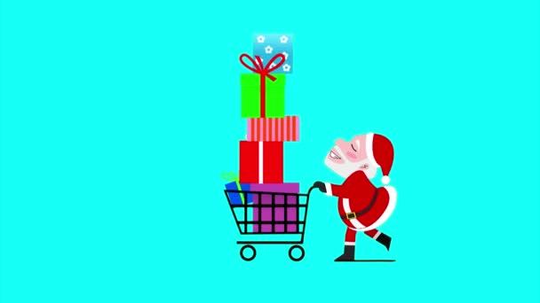 Noel Baba Hediye Kutularını Arabaya Tti — Stok video