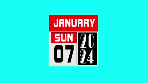 Calendário Dos Dias Primeiro Mês Janeiro 2024 — Vídeo de Stock