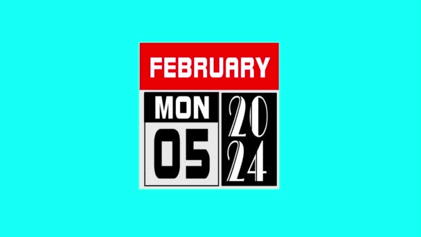 Kalender Dagene Den Andre Måneden Februar 2024 – stockvideo