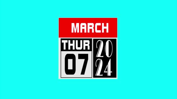 Kalender Hari Pada Bulan Ketiga Bulan Maret 2024 — Stok Video