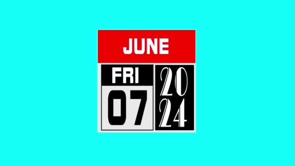Calendario Los Días Del Sexto Mes Junio 2024 — Vídeos de Stock