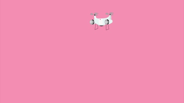 バレンタインデー ピンクの背景に白いドローン雨ラブバブル — ストック動画