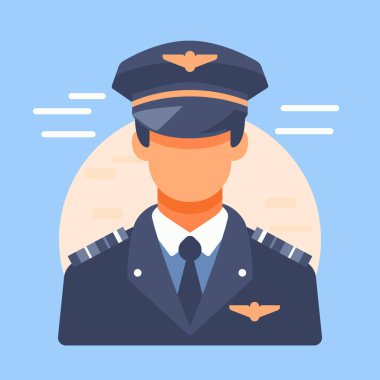 Pilot simgesi, vektör illüstrasyonunun düz tasarımı.