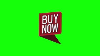 Yeşil ekran arka planında benzersiz bir şekli olan Motion text Buy Now. Dükkanının tanıtımına yardımcı olmak için..