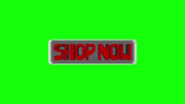 Shop Now yeşil ekrandaki tanıtım videosunu imzalayın. Şimdi düğme dükkanı. Rozet dükkanı. Şimdi döngü Metin Dükkanı