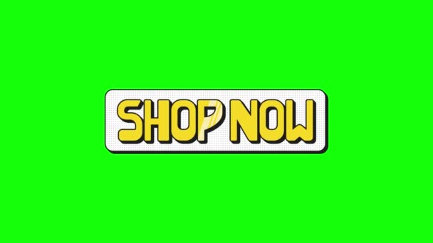 Tienda Ahora Firmar Etiqueta Vídeo Para Vídeo Promocional Pantalla Verde — Vídeo de stock
