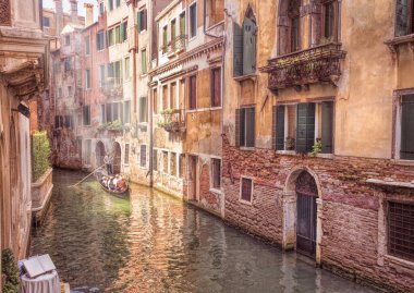 Venedik İtalya 'da Gondollar.