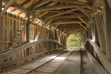 This 97 foot burr truss covered bridge has several names.  The most mommon is Gristmill Bridge bercause there is a grist mill just down river.  The other names are the Canyon Bridge, The Scott Bridge and the Alden Bryan Bridge.  You should call the J clipart