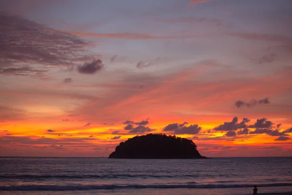 Εναέρια Άποψη Γλυκό Ουρανό Στο Ηλιοβασίλεμα Πάνω Από Τον Ωκεανό — Φωτογραφία Αρχείου