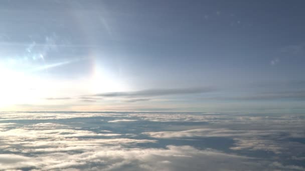 Uitzicht Vanuit Het Raam Van Een Vliegtuig Witte Wolken Zweven — Stockvideo