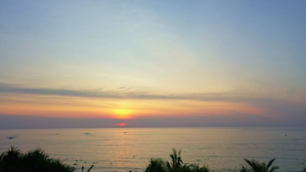 Aerial View Beautiful Sunset Ocean Coconuts Channel Karon Beach Scenery — Stock videók