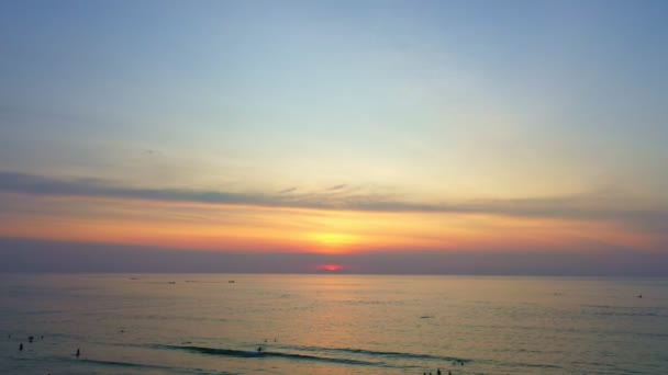 Aerial View Beautiful Sunset Oceanbeautiful Golden Sunset Oceanbeautiful Sky Sunset — Vídeo de stock