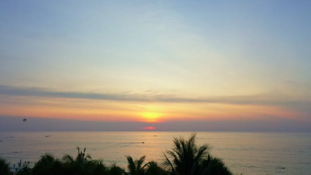Aerial View Beautiful Sunset Oceanbeautiful Golden Sunset Oceanbeautiful Sky Sunset — Stockvideo