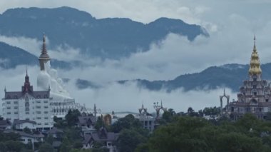 High angle view beautiful sky at sunrise above the island..scenery bright sky at Rawai beach Phuket Thailand..4k stock footage video in travel concept. island view background.