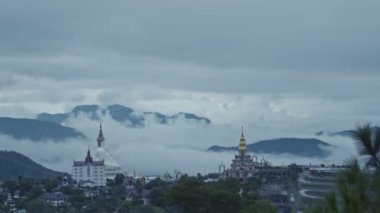 High angle view beautiful sky at sunrise above the island..scenery bright sky at Rawai beach Phuket Thailand..4k stock footage video in travel concept. island view background.