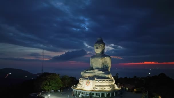 Vista Aerea Bella Alba Phuket Grande Buddha Sulla Cima Della — Video Stock
