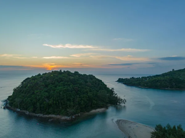 Aerial View Beautiful Sunset Kala Island Layan Beach Phuket Colorful — Φωτογραφία Αρχείου