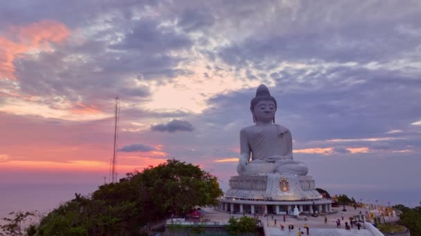 Légi Fotózás Gyönyörű Phuket Nagy Buddha Dombtetőn Híres Műemlék Phuket — Stock videók