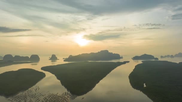 Aerial Hyper Lapse View Island View Sunrise Group Islands Phang — 비디오