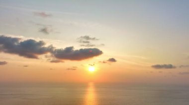 aerial panorama view beautiful sky over the sea at three beaches viewpoint..popular landmark to see three beaches..Kata Noi beach, Kata beach and Karon beach..golden sunset background.aerial panorama 