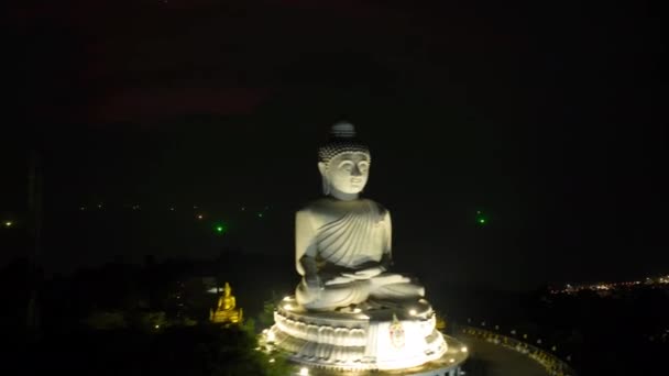 Aereo Hyperlapse Intorno Phuket Grande Buddha Notte Fotografia Areial Phuket — Video Stock