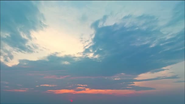 Aerial Hyperlapse View Beautiful Pink Light Blue Cloud Sunset Video — Vídeos de Stock