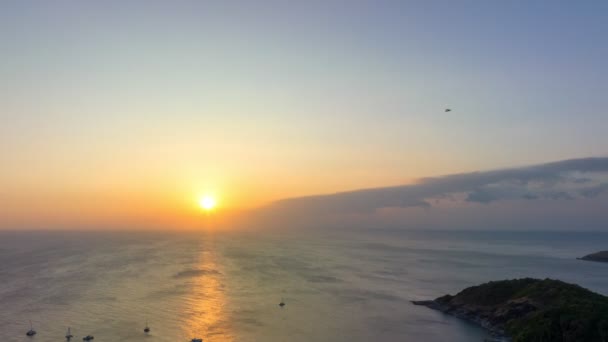 Εναέρια Θέα Hyperlapse Ηλιοβασίλεμα Στο Laem Promthep Cape Promthep Άποψη — Αρχείο Βίντεο