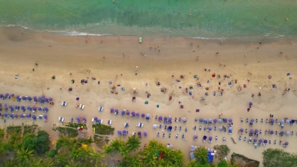 Aerial Top View Tourists White Sand Beach Karon Beach Phuket — Stock Video