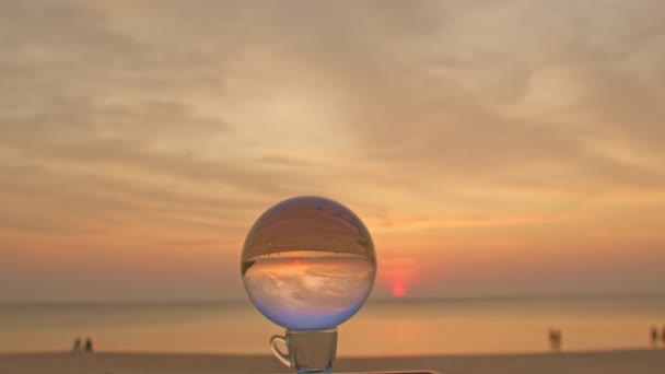 Tempo Vista Lapso Natureza Colorida Pôr Sol Dentro Cristal Ball — Vídeo de Stock