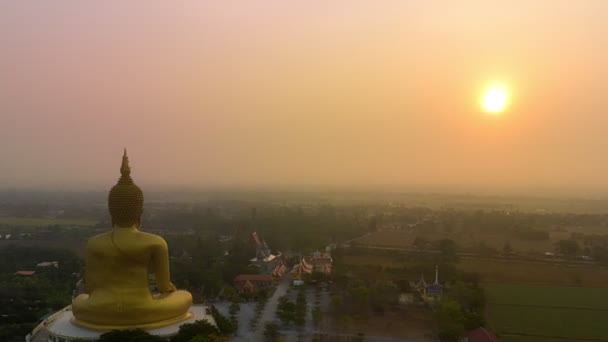 Aerial Hyperlapse Beautiful Sun Head Buddha Popular Landmark Thailand — Stock Video