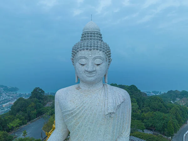 Légi Kilátás Körül Phuket Nagy Buddha Kék Háttér — Stock Fotó
