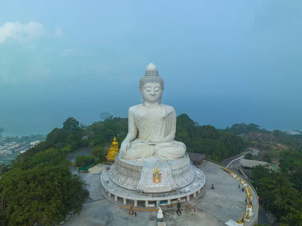 Légi Kilátás Körül Phuket Nagy Buddha Kék Háttér — Stock Fotó