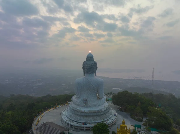Widok Lotu Ptaka Piękny Wschód Słońca Phuket Duży Budda Wzgórzu — Zdjęcie stockowe