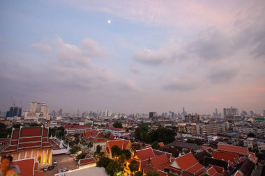 Gün batımında Bangkok 'un hava manzarası