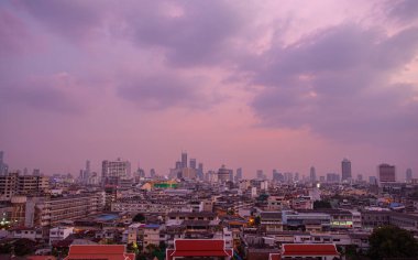 Gün batımında Bangkok 'un hava manzarası
