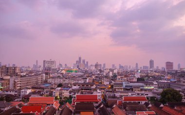 Gün batımında Bangkok 'un hava manzarası