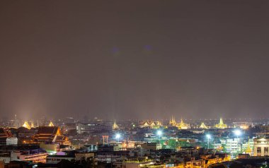 Geceleri Bangkok 'un havadan görünüşü