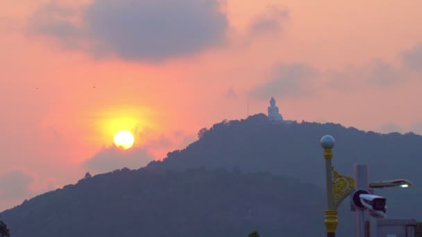 Вид Воздуха Пхукет Большой Будда Красивом Закате Красота Статуи Прекрасно — стоковое видео