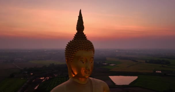Antenna Kilátás Hold Feje Felett Volt Legnagyobb Arany Buddha Világon — Stock videók