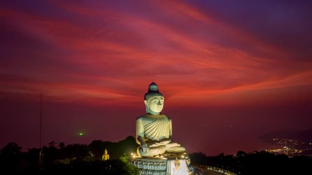 Hiperlapso Aéreo Día Noche Increíble Vista Del Cielo Phuket Gran — Vídeos de Stock