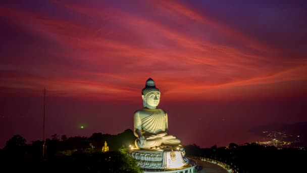 Luchtfoto Hyperlapse Dag Tot Nacht Geweldig Uitzicht Hemel Bij Phuket — Stockvideo